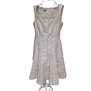 Kay Unger NY Metallic Tweed Square Neck Fit Flare Dress Sz 12 Fully Lined